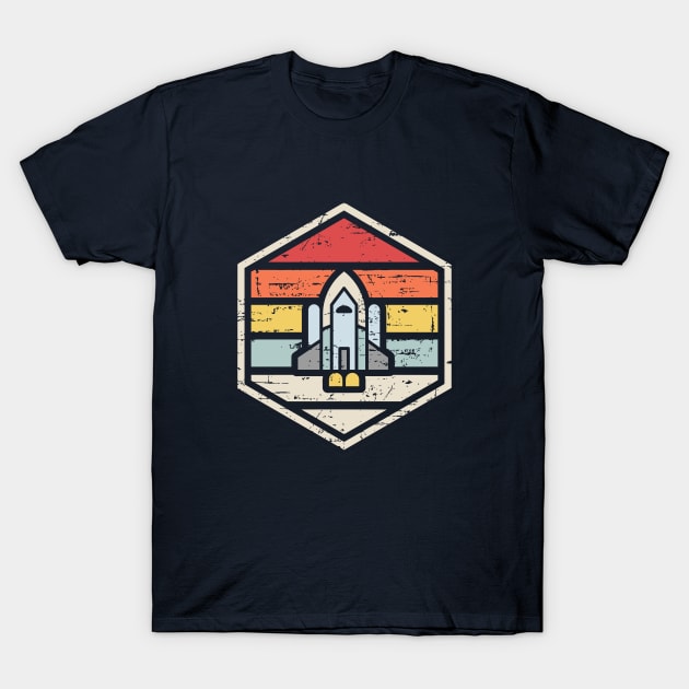 Retro Badge Space Shuttle T-Shirt by rojakdesigns